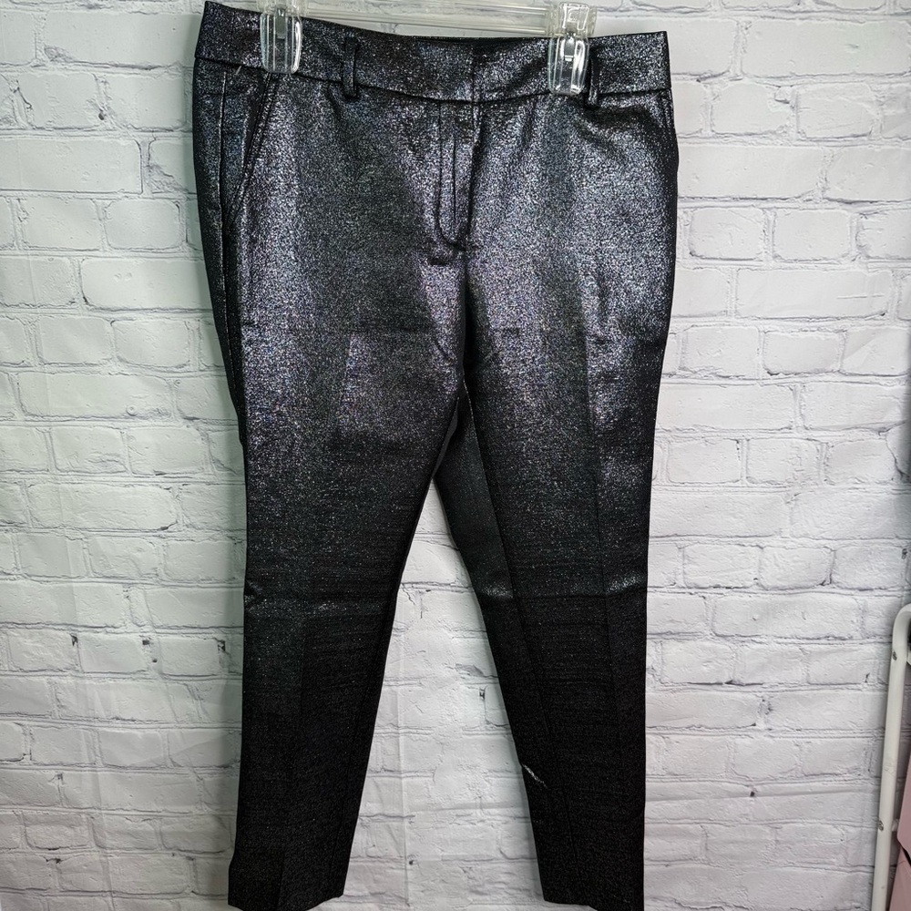 LOFT Silver Metallic Holiday Pants 6 NWOT